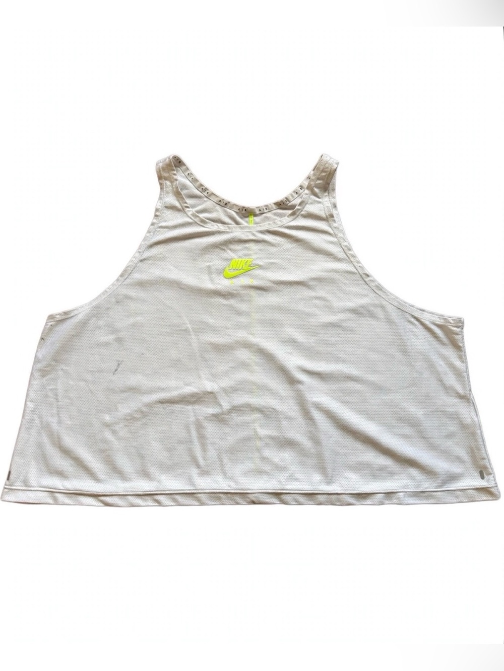 Nike Air Dri-FIT Mesh Tank Top Womens 1X White Volt Neon Yellow Athletic